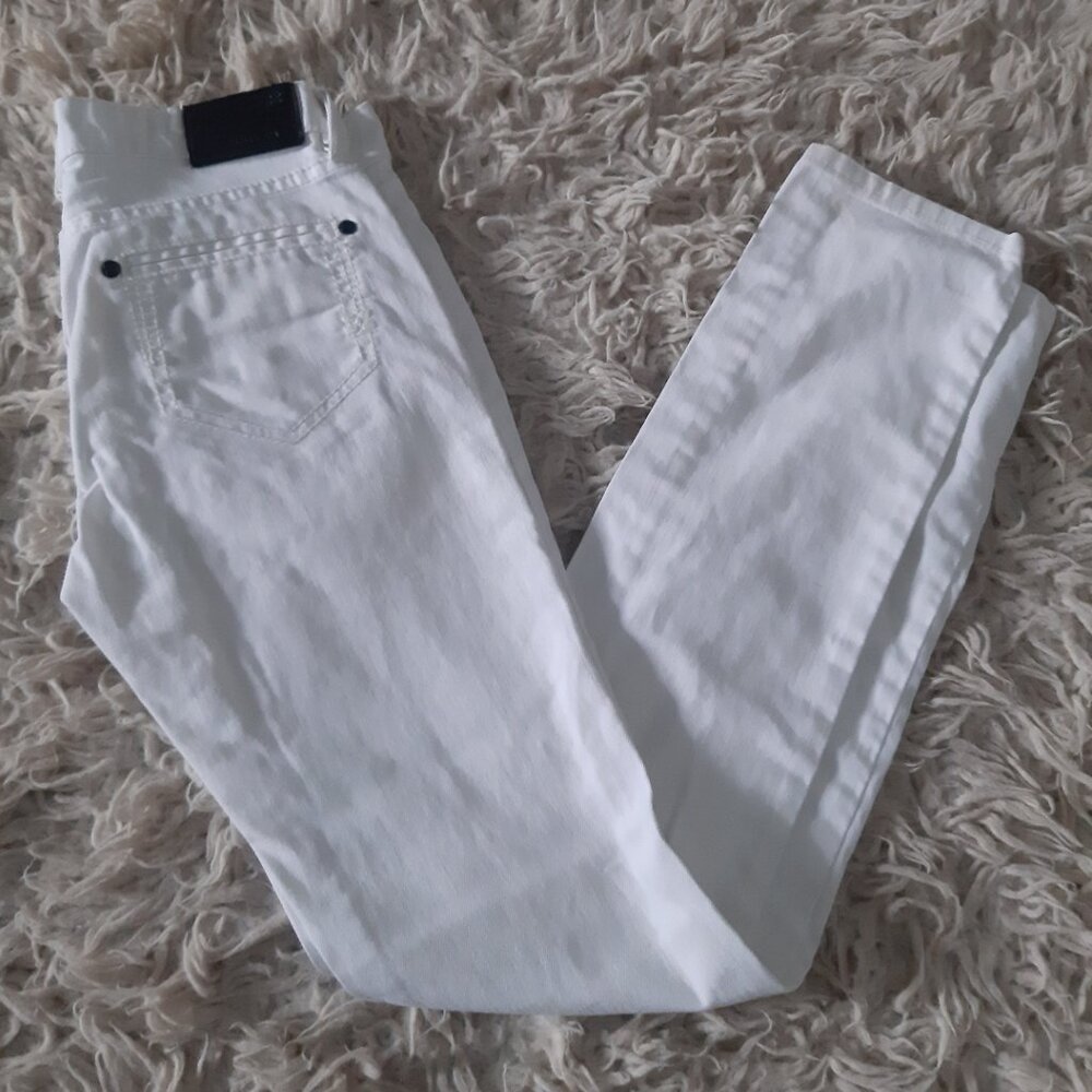 White straight leg jeans